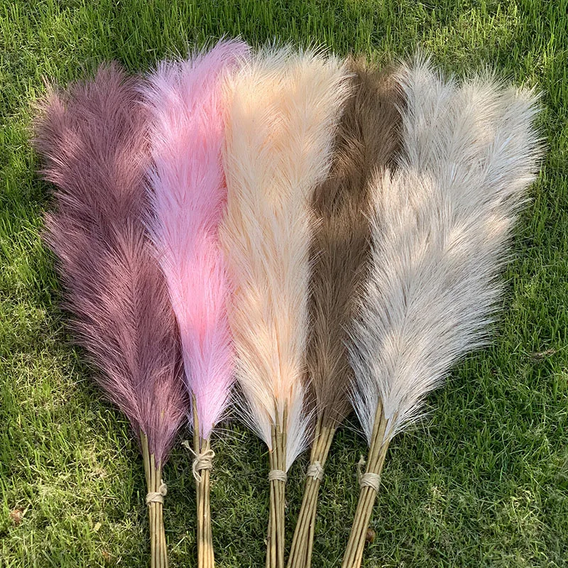 120CM Artificial Pampas Grass Simulation Dried Reed Flowers Fake Plant Bouquet Home Wedding Vase Decorations Garden Ornaments