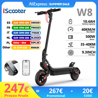 iScooter 9.3 Inch W8 Electric Scooter 48V 10.4Ah Battery 500W Motor 30-40km Max Range 40km/h Max speed Dual Suspension E Scooter