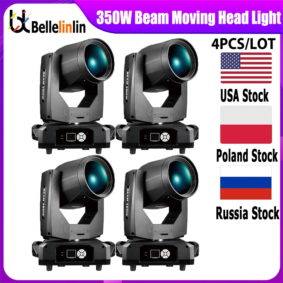 

0 Tax 4Pcs New Bulb Beam 350W 17R Moving Head Lighting Colored Beam Lighting For DJ Disco Concert Wedding Spotlight