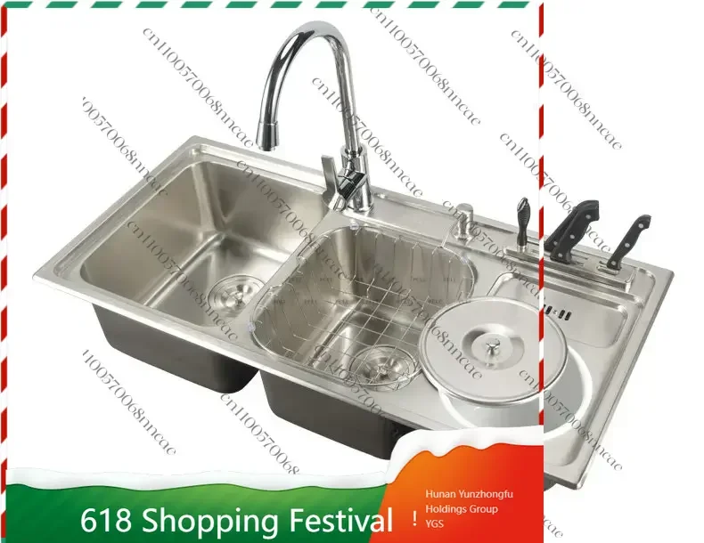 910x430mm 304 Stainless Steel Undermount Kitchen Sink Set, Deep Single Bowl with Brass Pull-Out Faucet & Knife Block