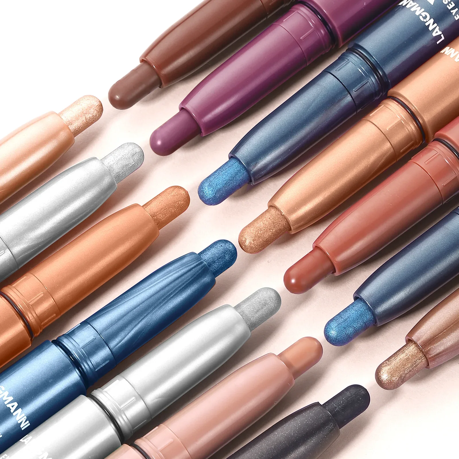Waterproof Smoky Eyeshadow Pencil Matte Metallic Glitter Pearlescent Highlighter Pen Black Brown Makeup Tool Long Lasting