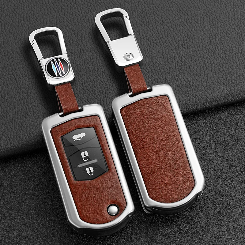 

Alloy Car Key Case Cover Shell For Mazda 3 5 6 Series M6 RX8 MX5 2 3 Buttons Smart Keyless Key Protector Fob Bag Accessories