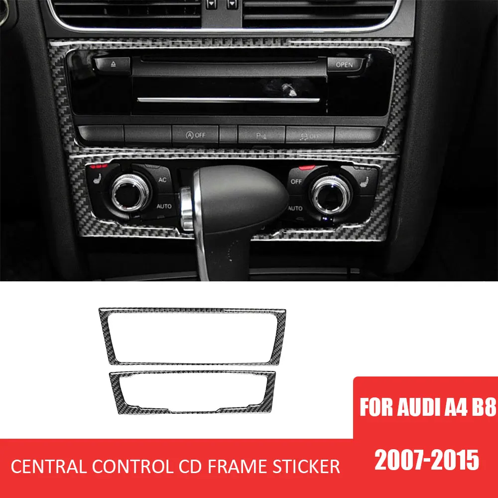 

Carbon Fiber Car Central Control CD Button Panel Decorative Sticker Interior Modification Accessories for Audi A4 B8 2007-2015