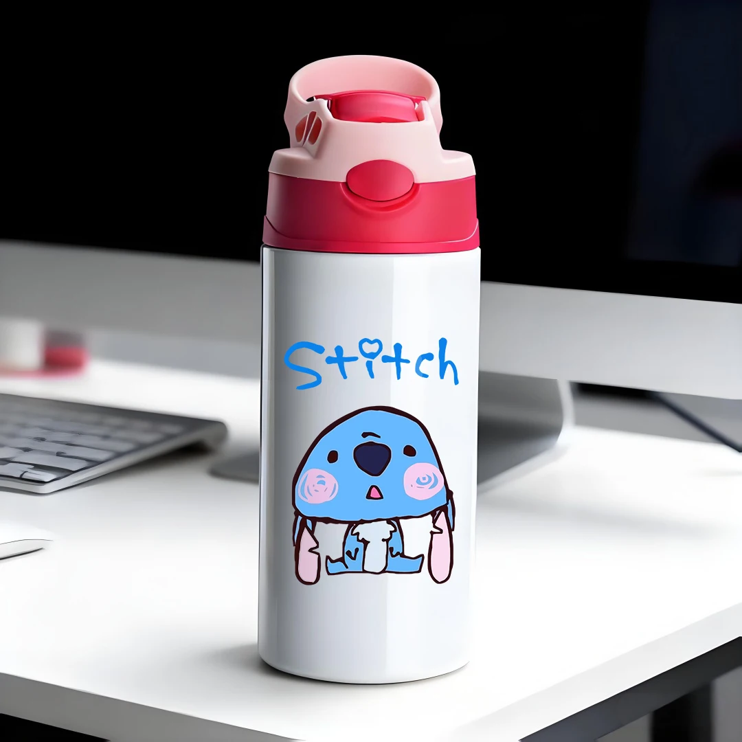 

Disney cartoon bear puppy Stitch pattern 304 stainless steel cartoon straw cup children's water cup New Year gift