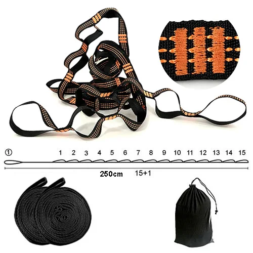 2.5M 2 Pcs Hammock Straps 15+1 loops 2.5M