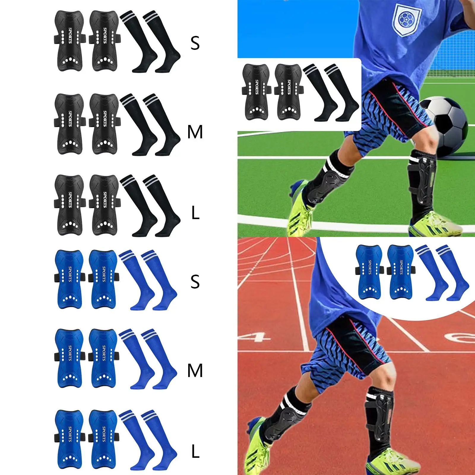 

Soccer Shin Guards, Shin Protection Football Shin Pads, EVA Cushion Leg Guards, Football Training Shin Guards with Socks