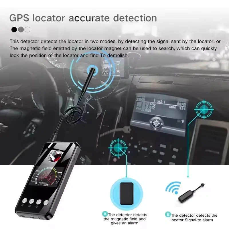 Professional Laser Infrared Detector Cameras RF Signal GPS Tracker Bug Anti Spy Detector Anti-Tracking Wiretapping Camera Search