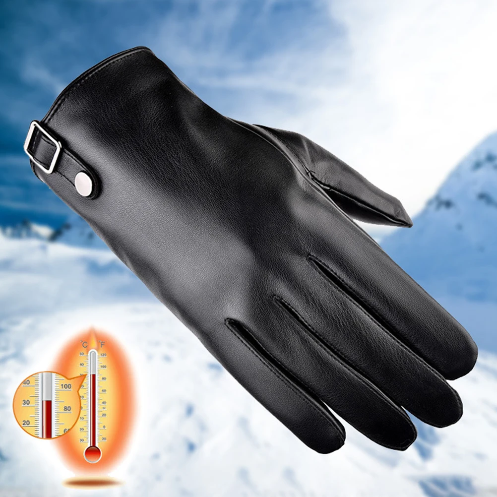 

Gloves for Men Warm Waterproof Riding Black Outdoor Touch Screen Anti Slip Coral Fleece Durable Gloves