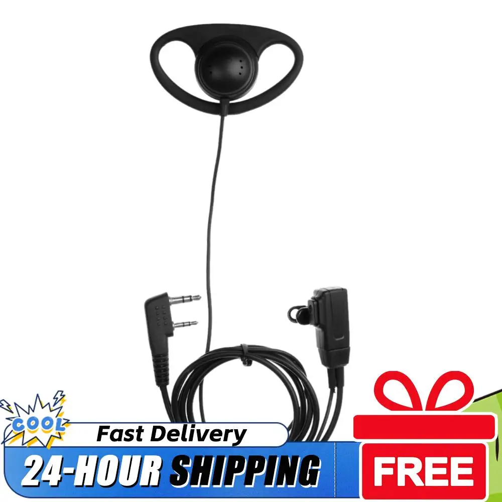 

D-образная гарнитура для рации с микрофоном и кнопкой PTT, аксессуары для наушников для радиостанций Baofeng, Kenwood, Puxing, TYT