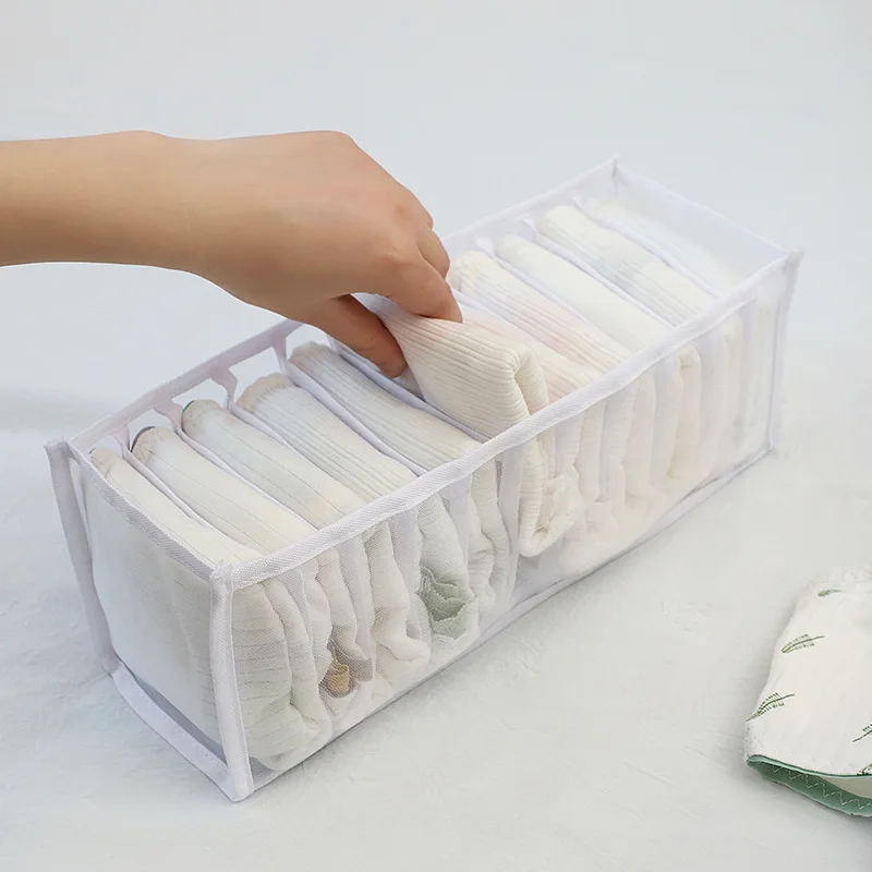 11 Grids Socks Organization Storage Box Foldable Underwear Storage Box Polyester Drawer Cabinet Mesh Socks Storage Sorting Box