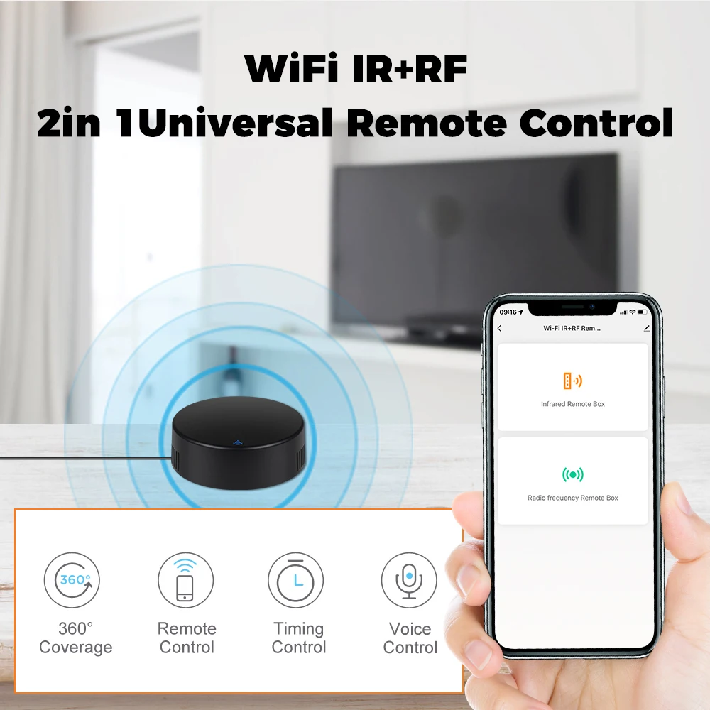 Tuya WiFi Universal Infrared IR RF433 Remote Control 2 in 1 Smart Home Controller for TV DVD AUD Voice Works with Alexa Google