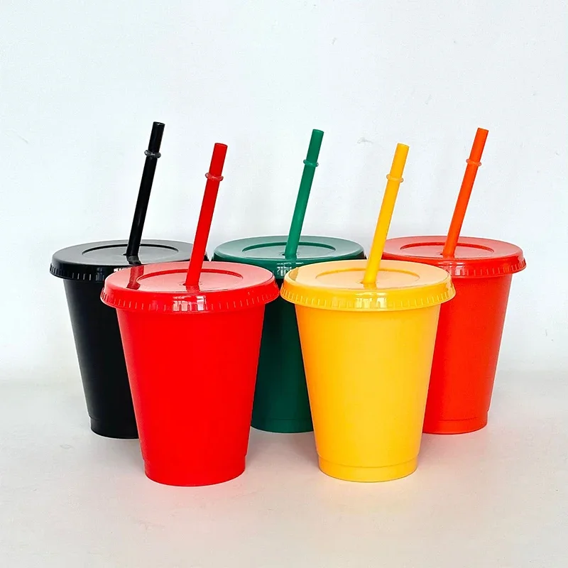 1 PCS Reusable Straw Drinking Cup Personalized Flash Powder Water Bottle Durable Plastic Tumblers With Straws,Lid