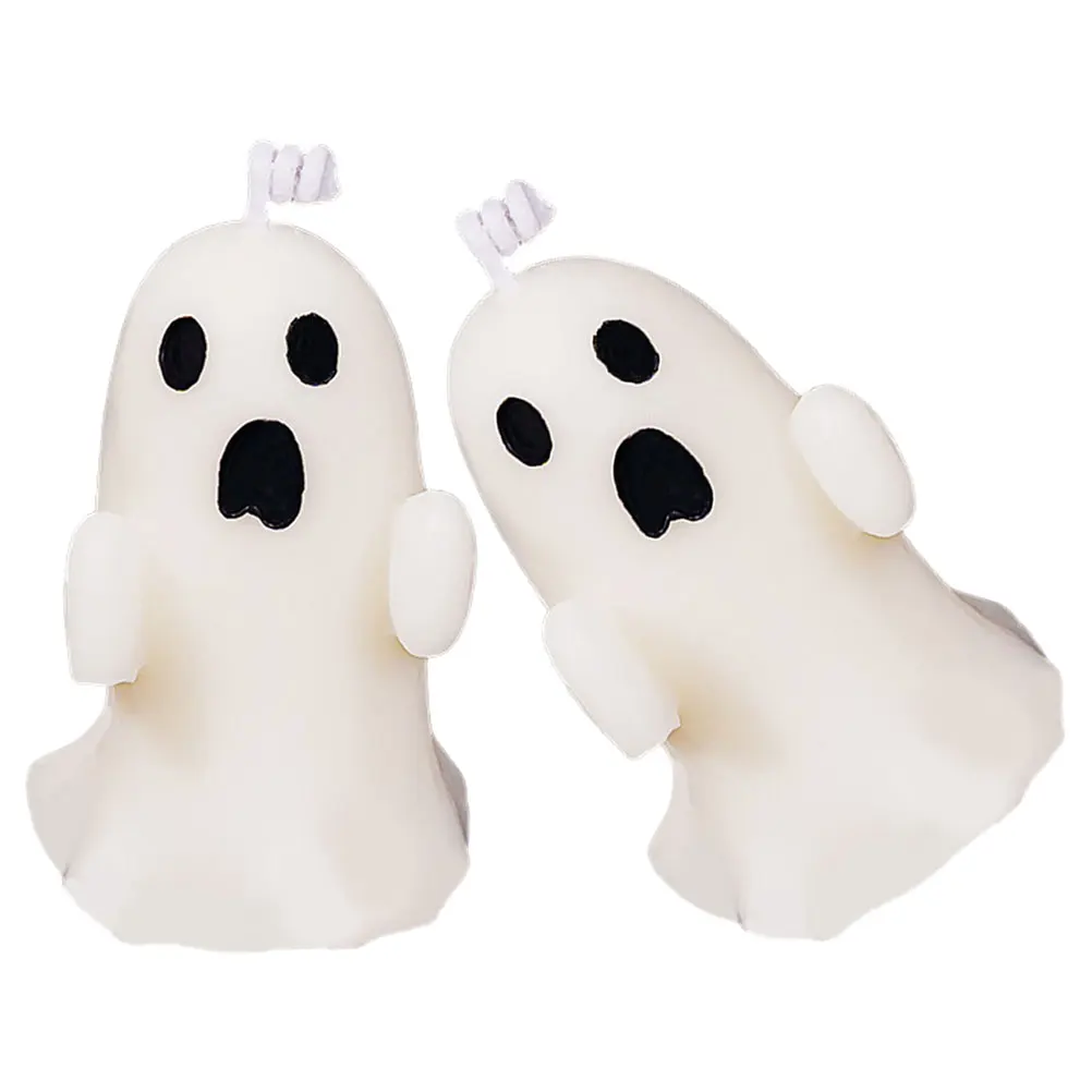 

2 Pcs Flashing Ghost with Soy Mixed Wax Indoor Halloween Atmosphere Candles