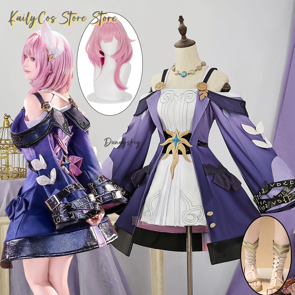 

Honkai: Star Rail Cyrene Cosplay Costume Cyrene Purple Lolita Women's Dresses Uniform Anime Halloween Play Role Wig Shoe Suit