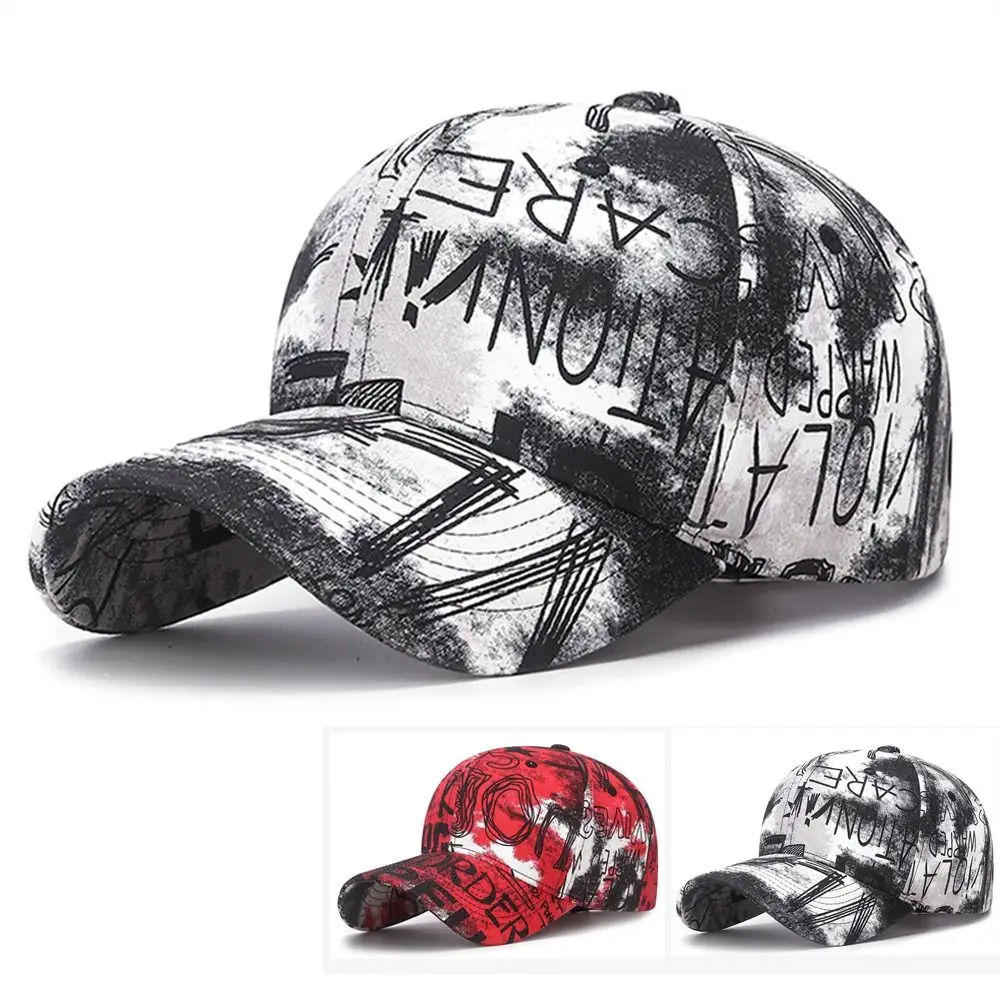 Personality Adjustable Baseball Cap Long Brimmed Graffiti Fabric Sunbonnet Breathable Sun Hat for Outdoor