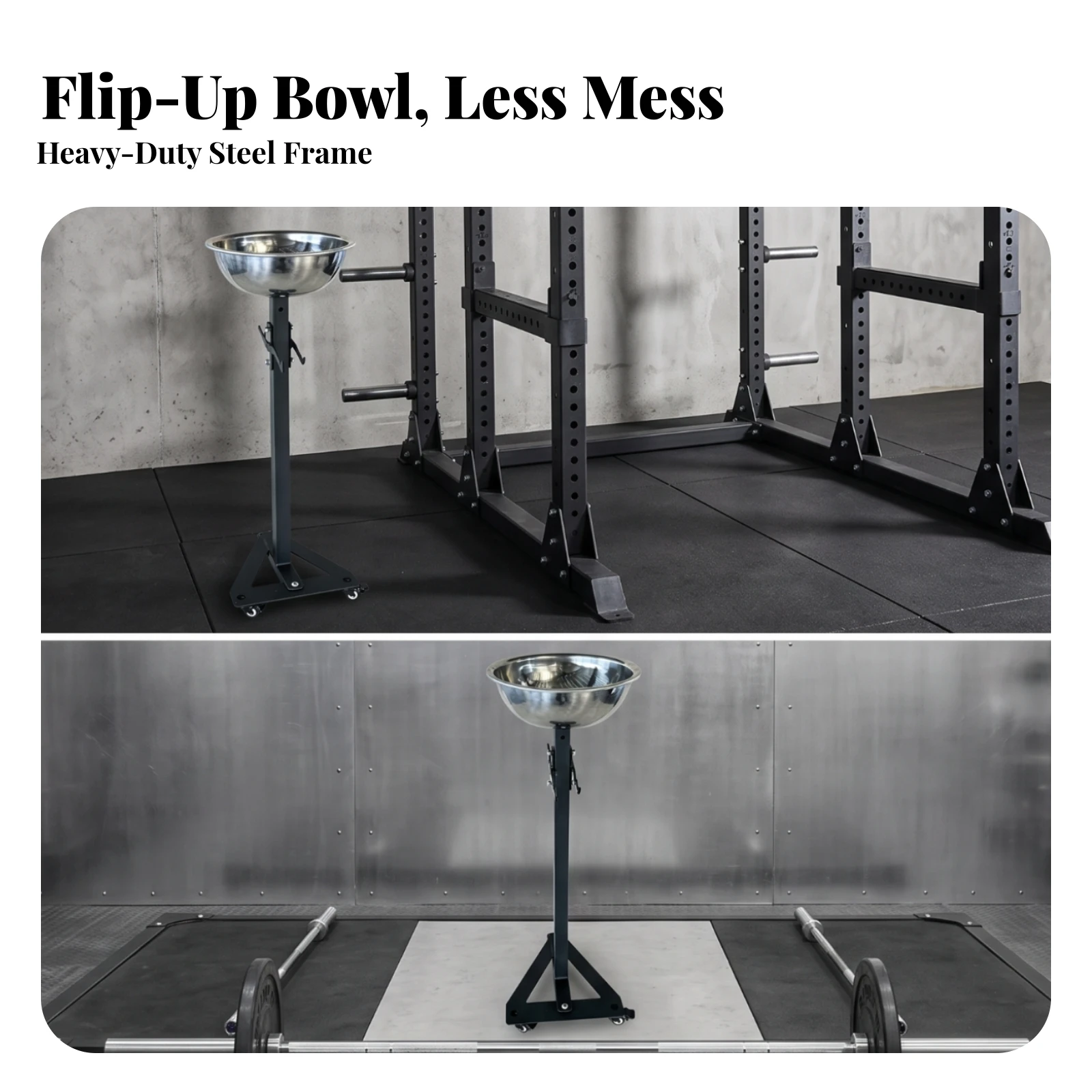 Magnesia Rack with Stainless Steel Bowl Space-Saving Gym Chalk Stand with Wheels Chalk Bowl with Stand Long-Lasting Easy To