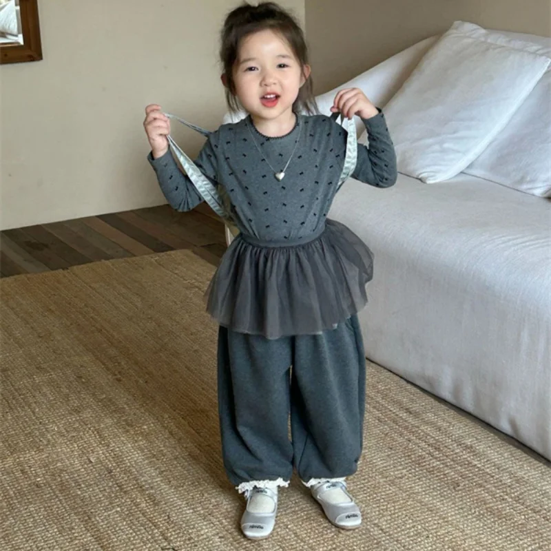 

Girls Sweatshirts +Pants Kids Suits 2PCS/Set Cotton 2024 Lovely Spring Autumn Cotton Tracksuit Jogging Suit Christmas Gift Child