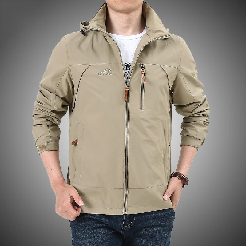 

Autumn Outdoor Men Cargo Jacket Hooded Windbreaker Coat Hiking Camping Fishing Tactical Male Clothing Breathable Bomber Jackets