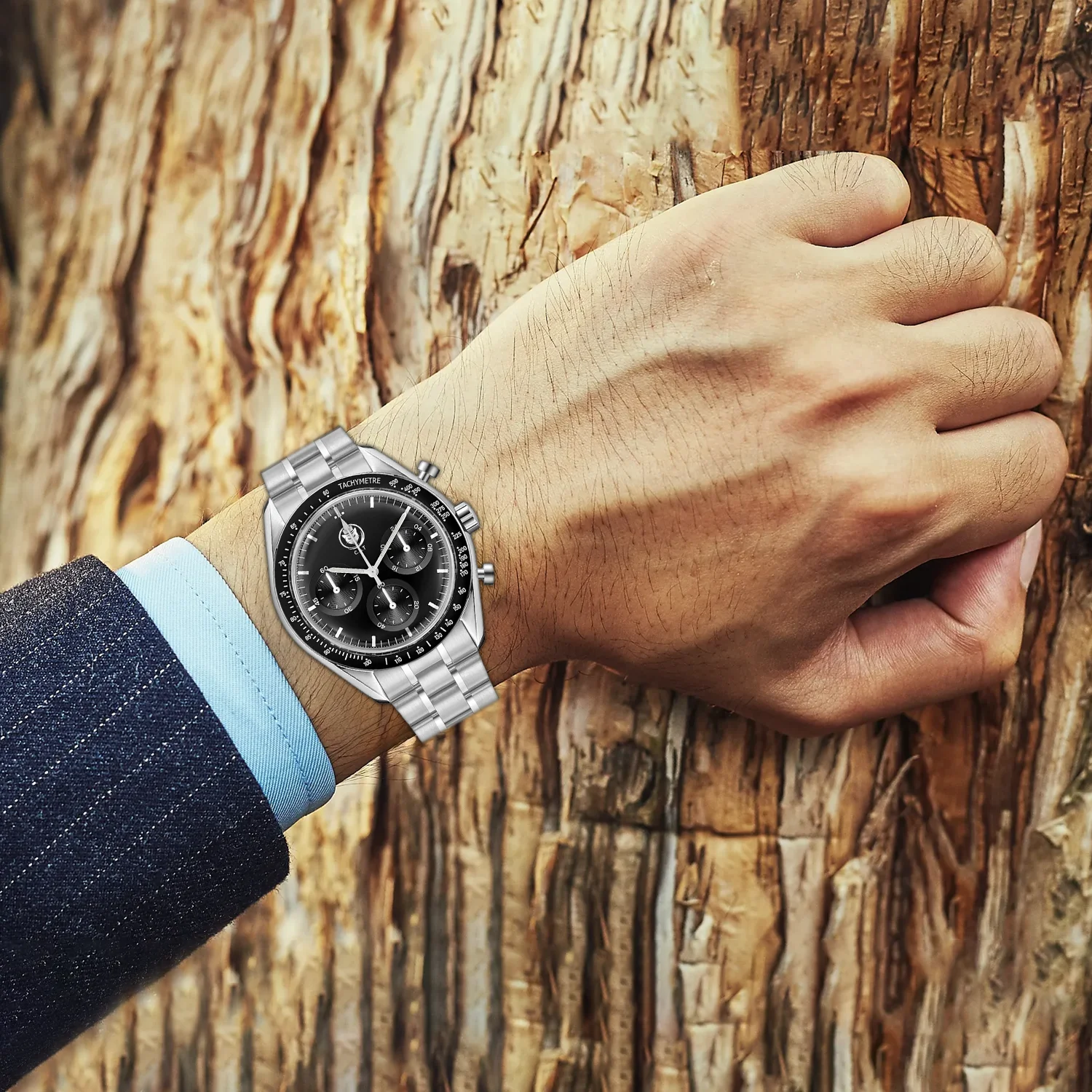 VK63 Хронограф Луна Часы Роскошные Деловые Светящиеся Нержавеющая сталь Водонепроницаемые Настраиваемые Мужские Часы C.A.T Часы WWQ0012