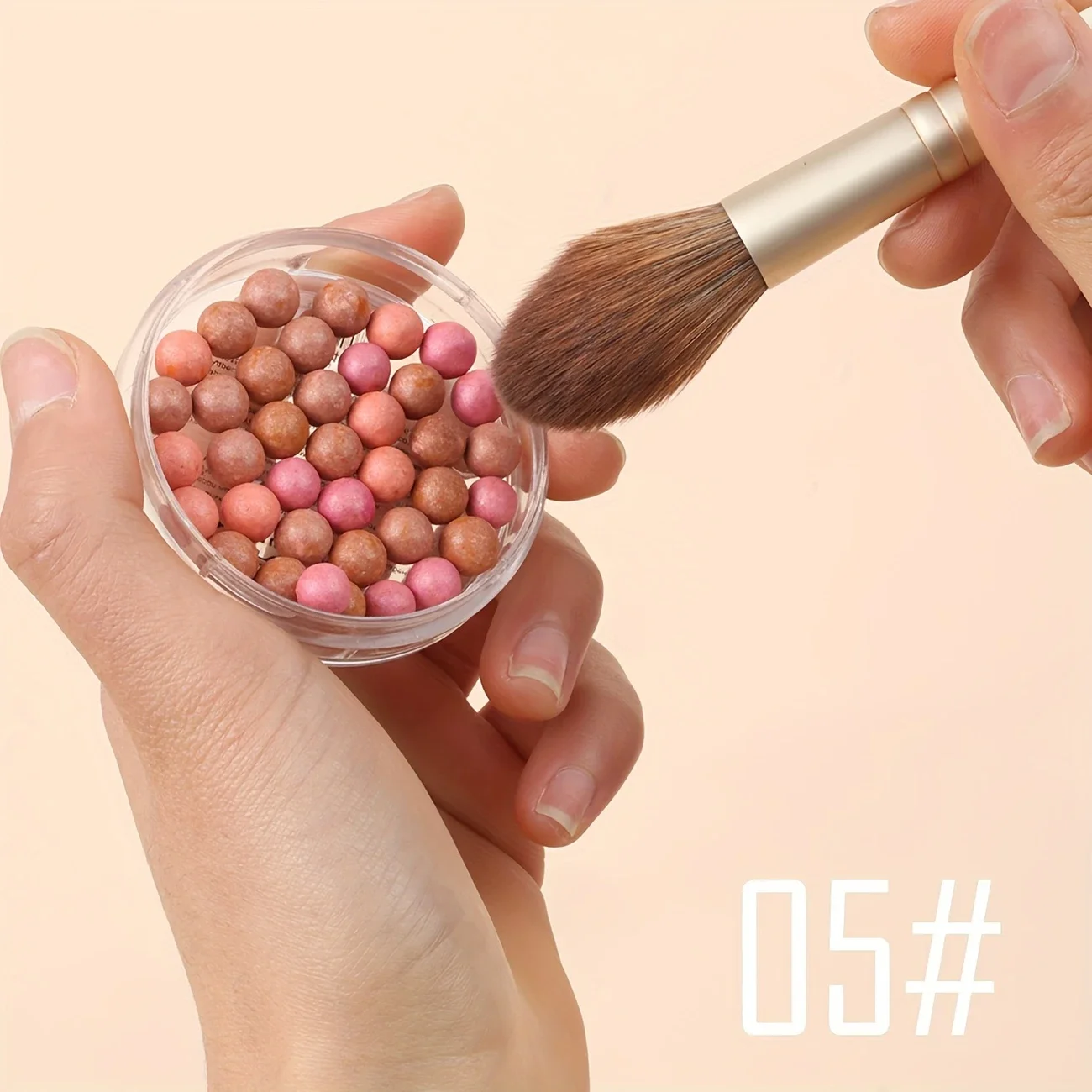 أحمر خدود بودرة متعددة الألوان لؤلؤي مع فرشاة، أحمر خدود وجه طبيعي مقاوم للماء لجميع ألوان البشرة، مكياج مختلف للعطلات #5