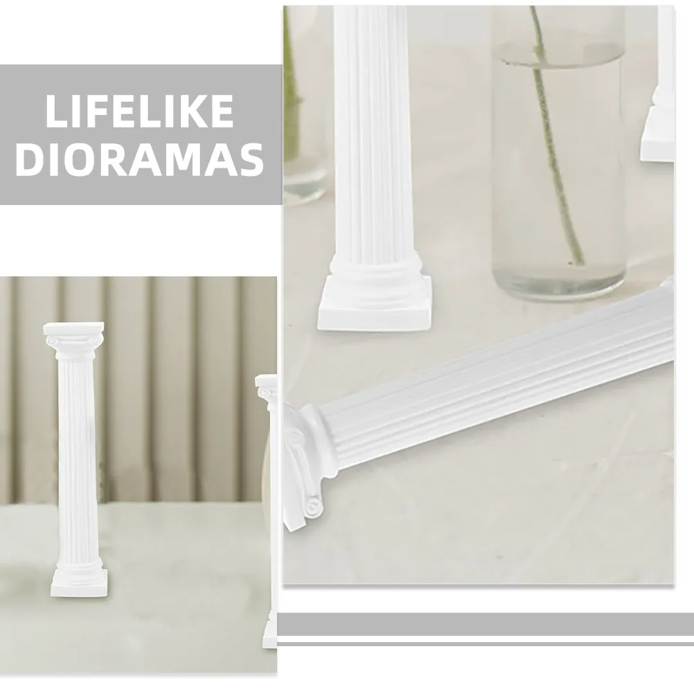 12Pcs White Mini Roman Columns Greek Pillar Decor Wedding Table Holders Flower Pot Base Micro Landscape Ornament