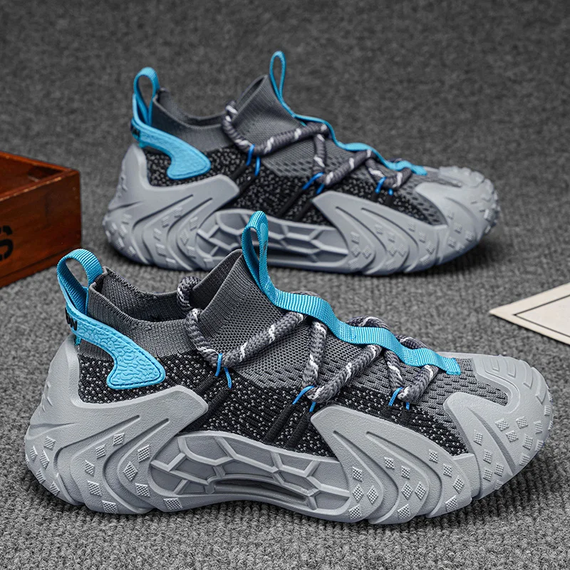 Chaussures d'été pour hommes, style chaussettes pieds nus, respirantes, décontractées, pour la marche quotidienne, baskets de course tendance, confortables, à plateforme, type tennis