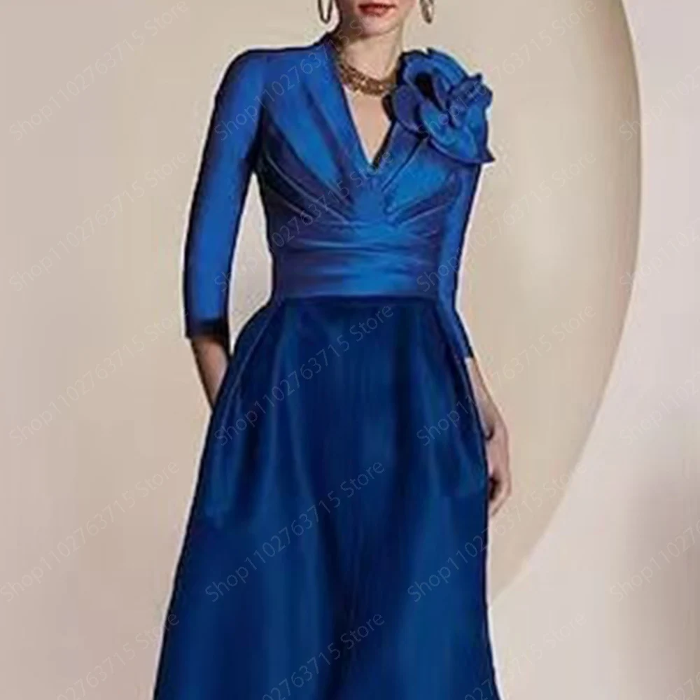 customized Long Mother of the Bride Dress Satin V Neck Floor-Length A-Line Wedding Guest Prom Party Formal Wedding Party Maxi