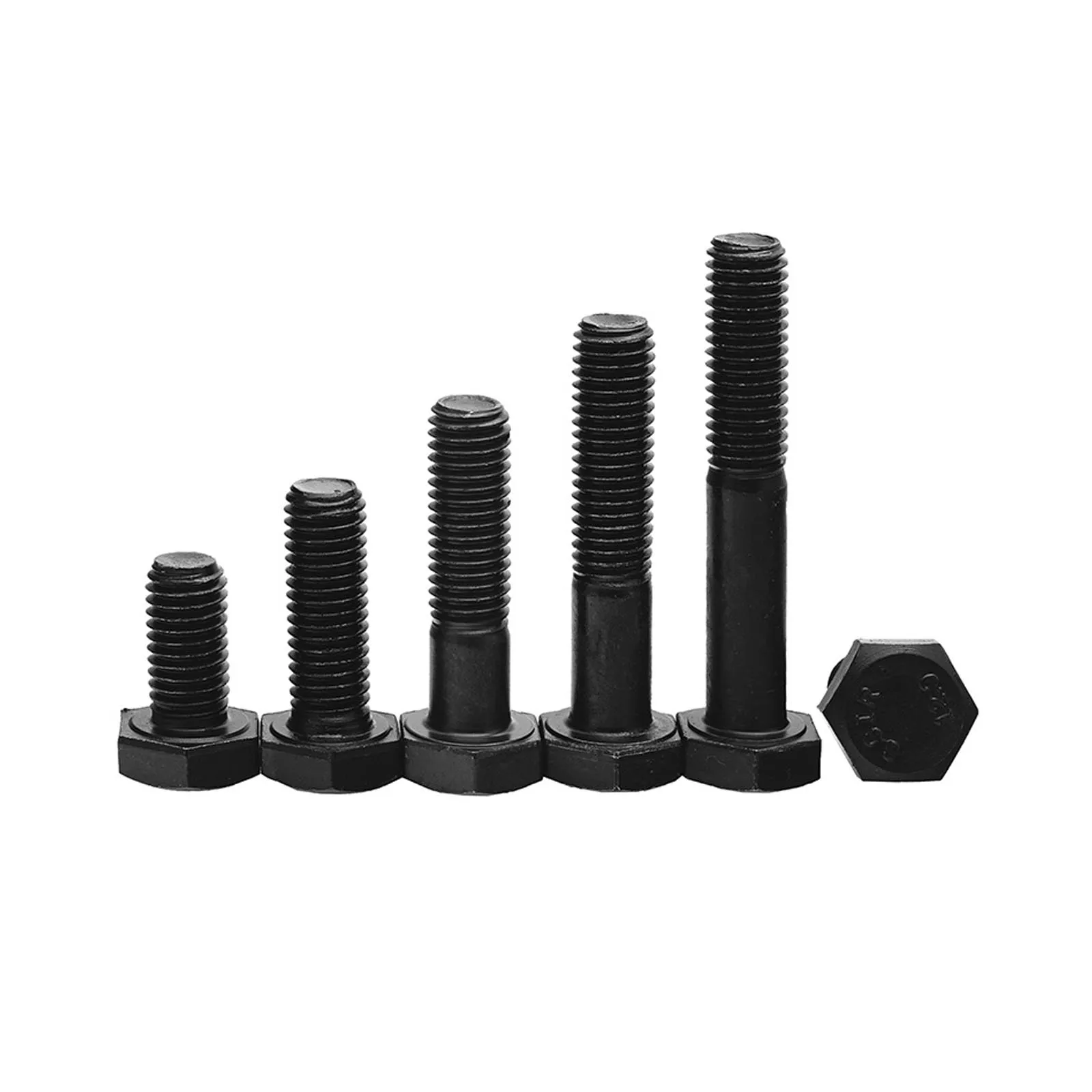 1/2/5/10Pcs M4 M5 M6 M8 M10 M12 M14 M16 DIN933 Black Grade 12.9 Alloy Steel External Outside Hex Hexagon Head Screw Bolt GB5783