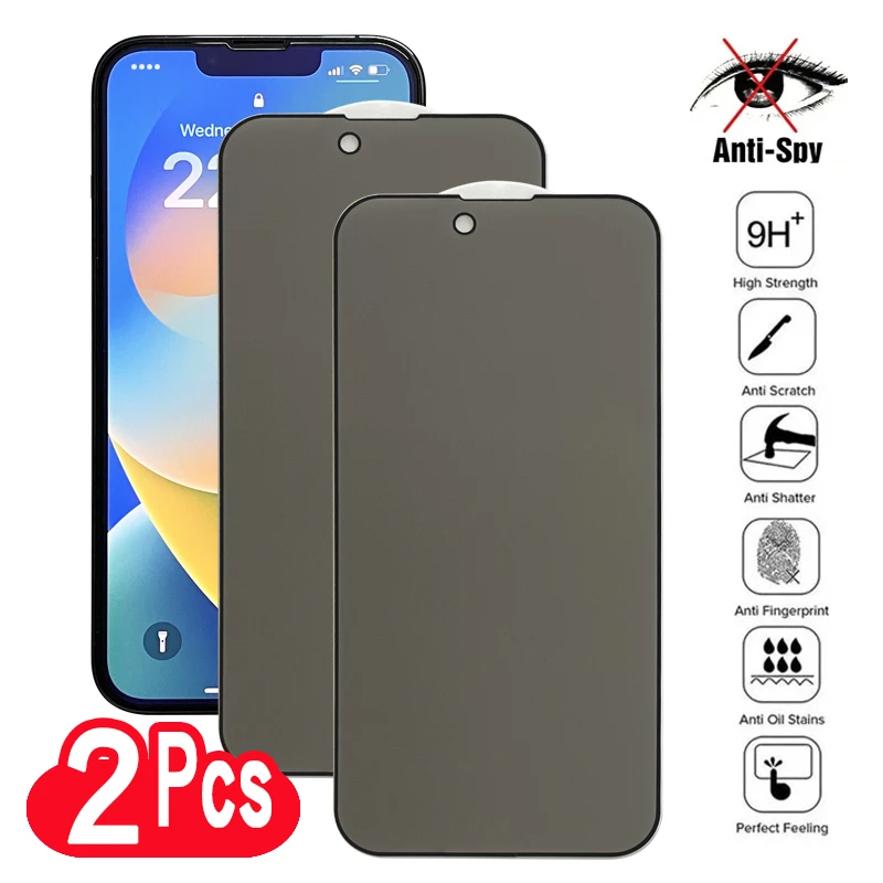 

2Pcs Anti-Spy Peeping Screen Protector Privacy Full Cover Tempered Glass For iPhone 11 12 13 PRO MAX X XS XR 7 8 14 15 Plus SE2