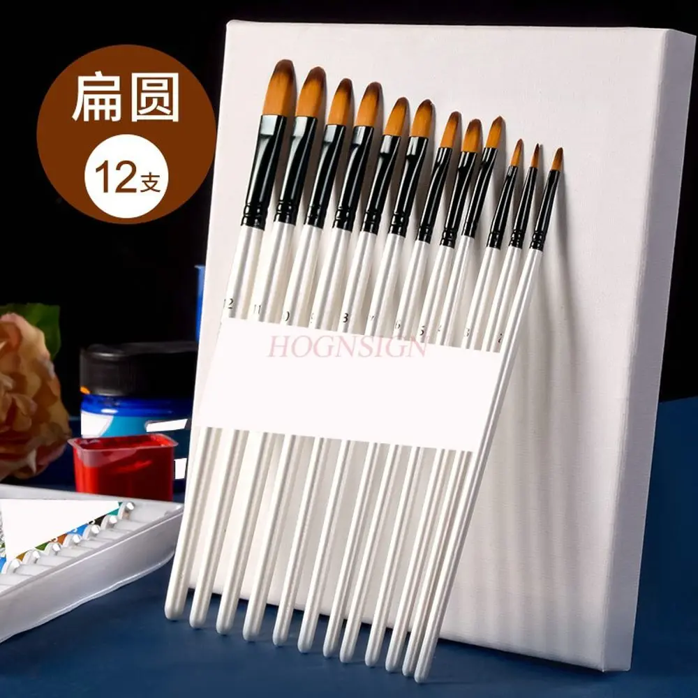 

Нейлоновая кисть, 12 шт., кисть для рисования вручную, портативный инструмент для сопоставления цветов с плоской головкой, цветная кисть для начинающих граффити своими руками