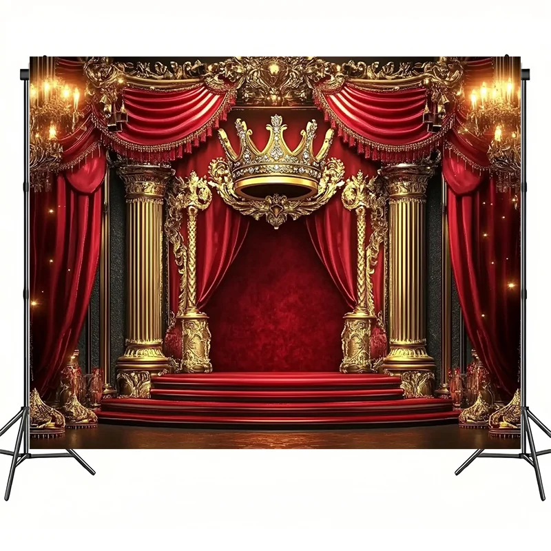 قطعة واحدة، عمود فاخر من الذهب لخلفية التصوير الفوتوغرافي على شكل تاج، مناسب لدعائم الاستوديو لتزيين العطلات #2