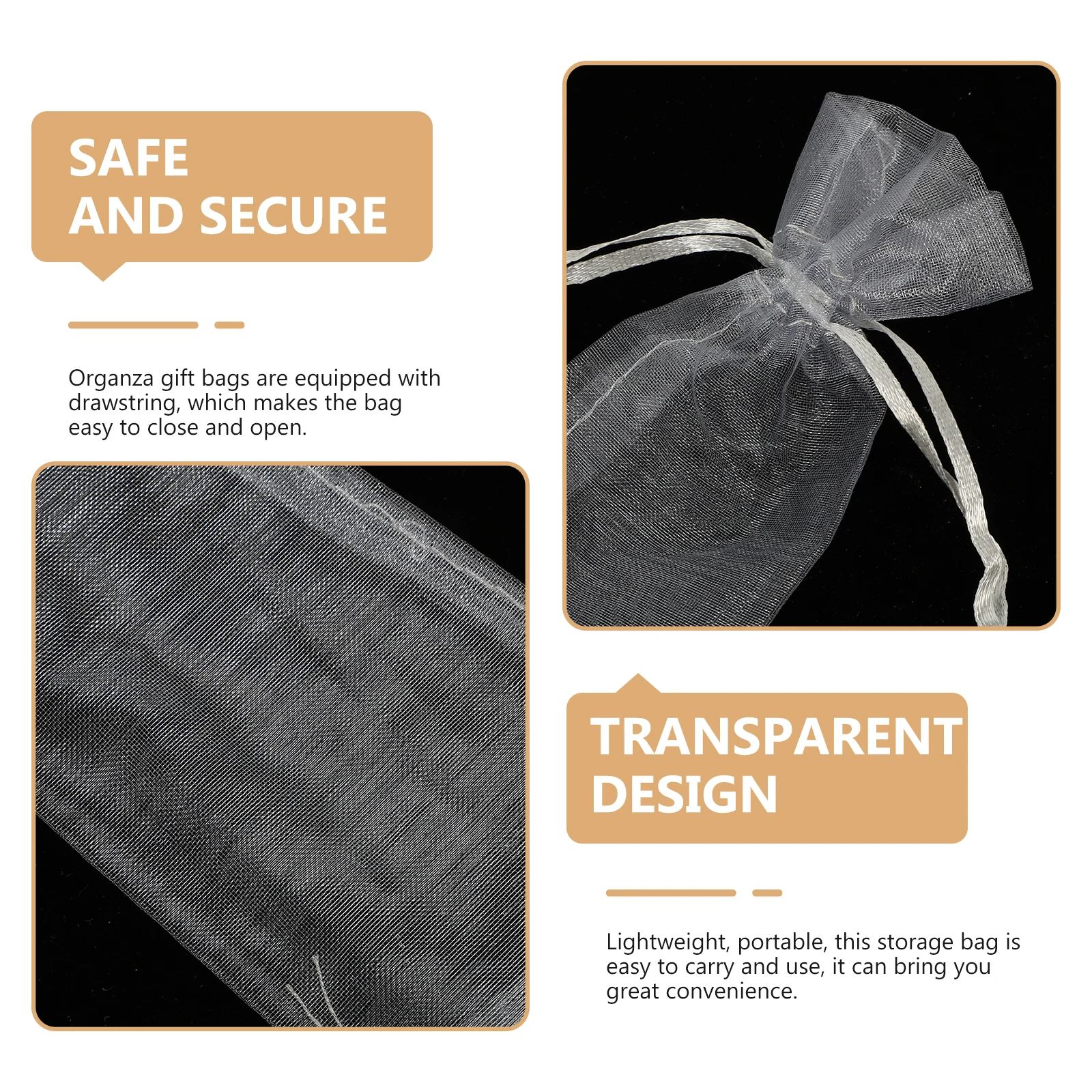 

20pcs Organza Gift Bags Mesh Drawstring Favor Pouches White Silver Party Wedding Storage Candy Jewerly Bag Packaging