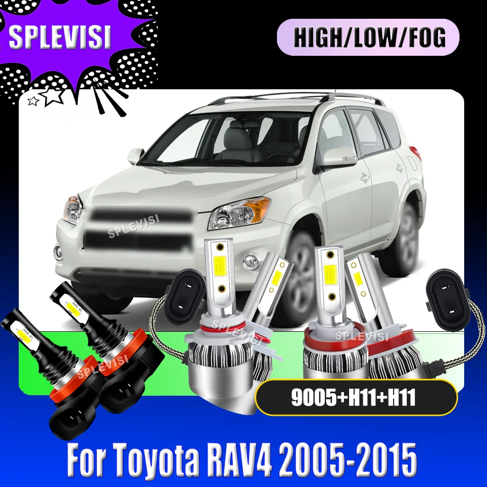 Plug-and-play LED Headlight Foglamp Kit Easy-Replacement For Toyota RAV4 2005 2006 2007 2008 2009 2010 2011 2012 2013 2014 2015
