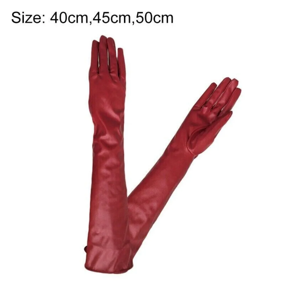 Gloves Women Long Elbow Evening Party Soft Leather Ladies Lined Warm Winter