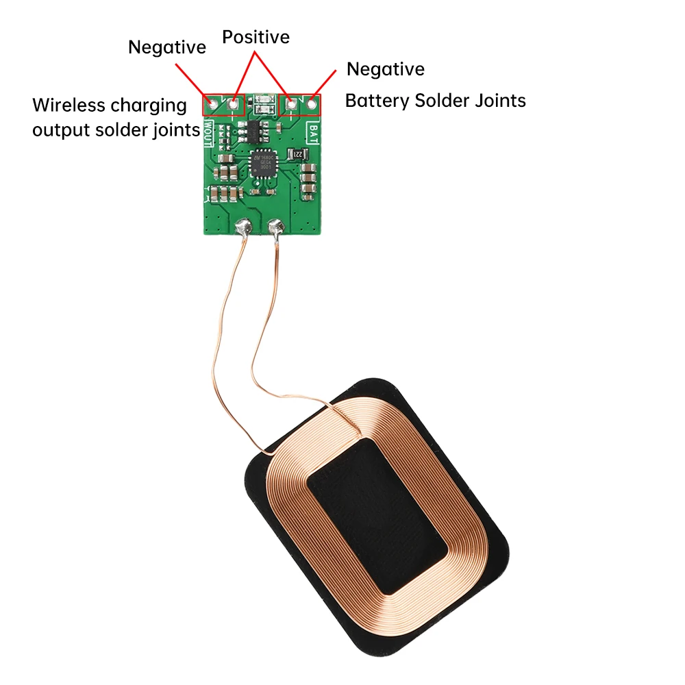 5W Wireless Charger Receiver Module Lithium Battery Wireless Charging PCBA Circuit Coil Board Modification Scheme Built-in 3.7V