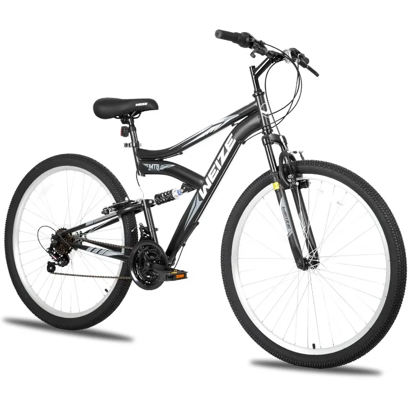 WEIZE Mountain Bike, 26/27.5inch Outdoor Cycling Bike,18-Speed/High-Carbon Steel/Dual Full Suspension, Adjustable Ergonomic Seat
