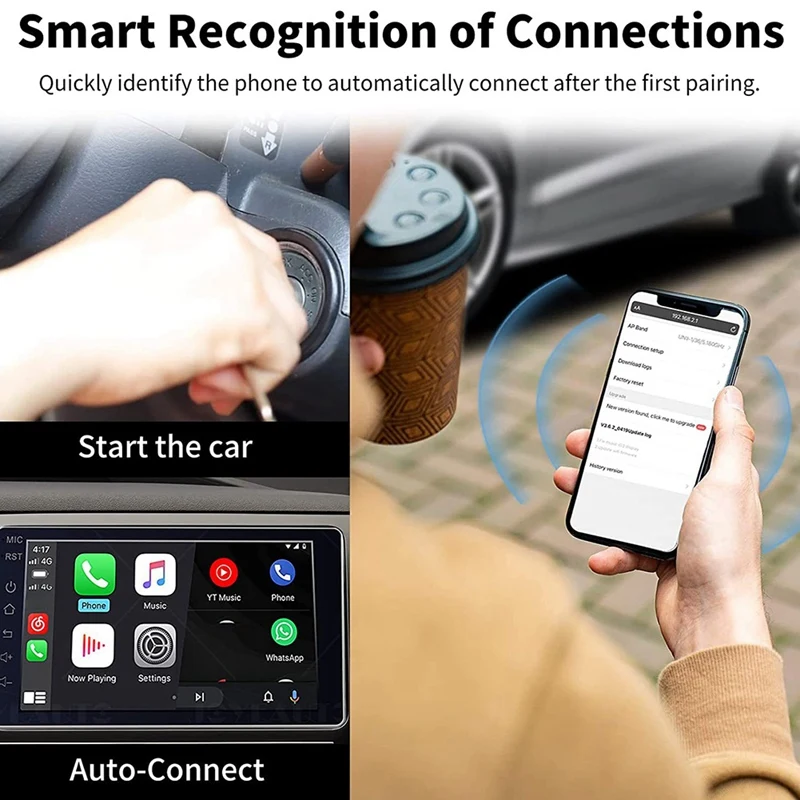 라이즈 무선 카플레이 어댑터, 아이폰 스마트 링크 USB 어댑터, 내비게이션 미디어 플레이어 미러링크 차량용 어댑터