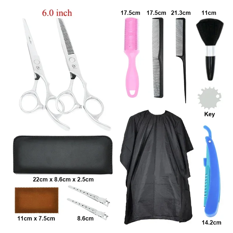 

6.0" Professsional Hair Scissors Set Stainless Steel Hairdressing Hair Cutting Shears Barber Thinning Clippers Comb Cloth A0144A