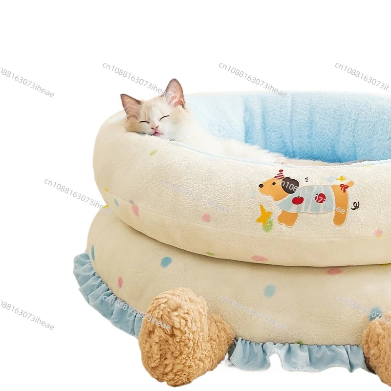 New Semi-Enclosed Pet Sofa: All-Season Thickened Bed for Winter, Cozy Security Design for Small Dogs Like Teddy & Bichon