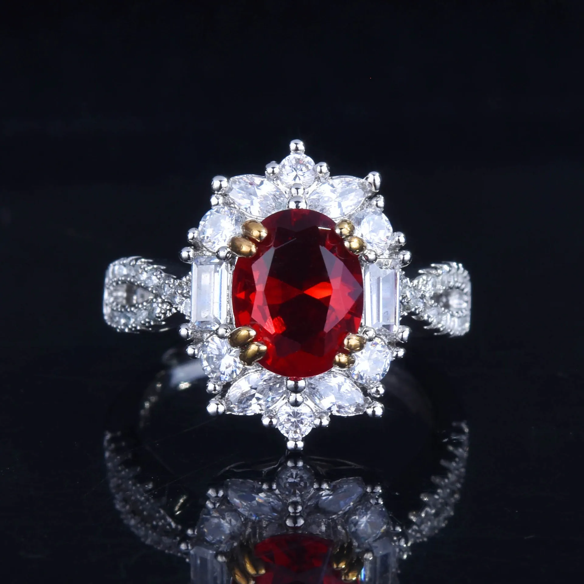 S925 Sterling Silver Ring New Arrival High End Custom 3 Carat Ruby Ring Simple Elegant Open Design Color Gemstone Women Ring 