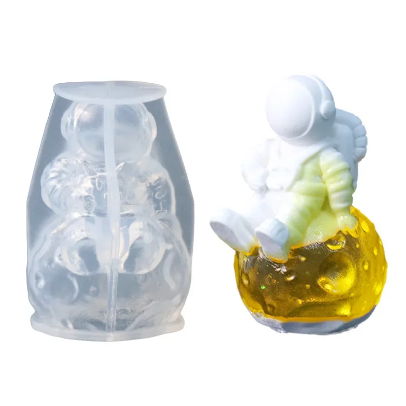 DIY 3D Planet Astronaut Epoxy Resin Mold Space Moon Astronaut Creative Home Decoration Jewelry Pendant Craft Candle Resin Mould
