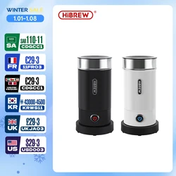 Hibrew batedor de leite elétrico, misturador de chocolate, latte frio/quente, cappuccino, totalmente automático, aquecedor de leite fresco m1a