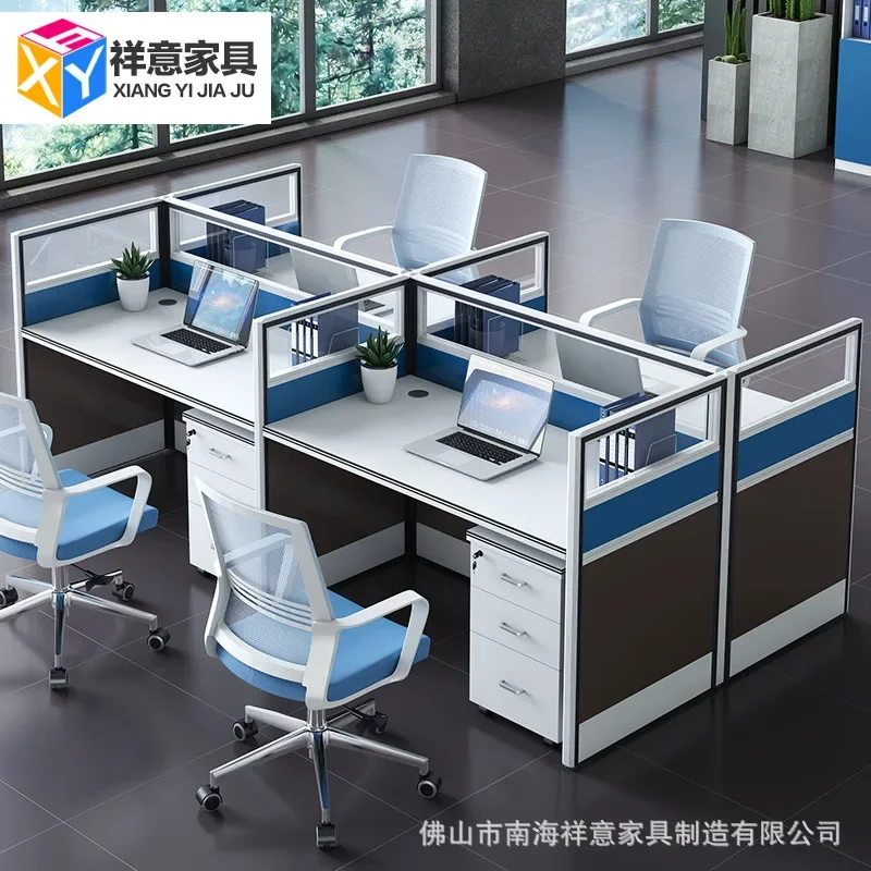 

Office desk and chair combination modern simple screen staff computer desk staff work card space furniture manufacturer