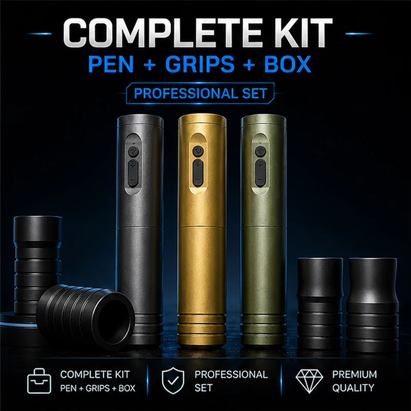 Wireless Tattoo Pen Kit, 1200mAh Large Battery, Powerful Brushless Motor, For Permanent Makeup & Tattoo