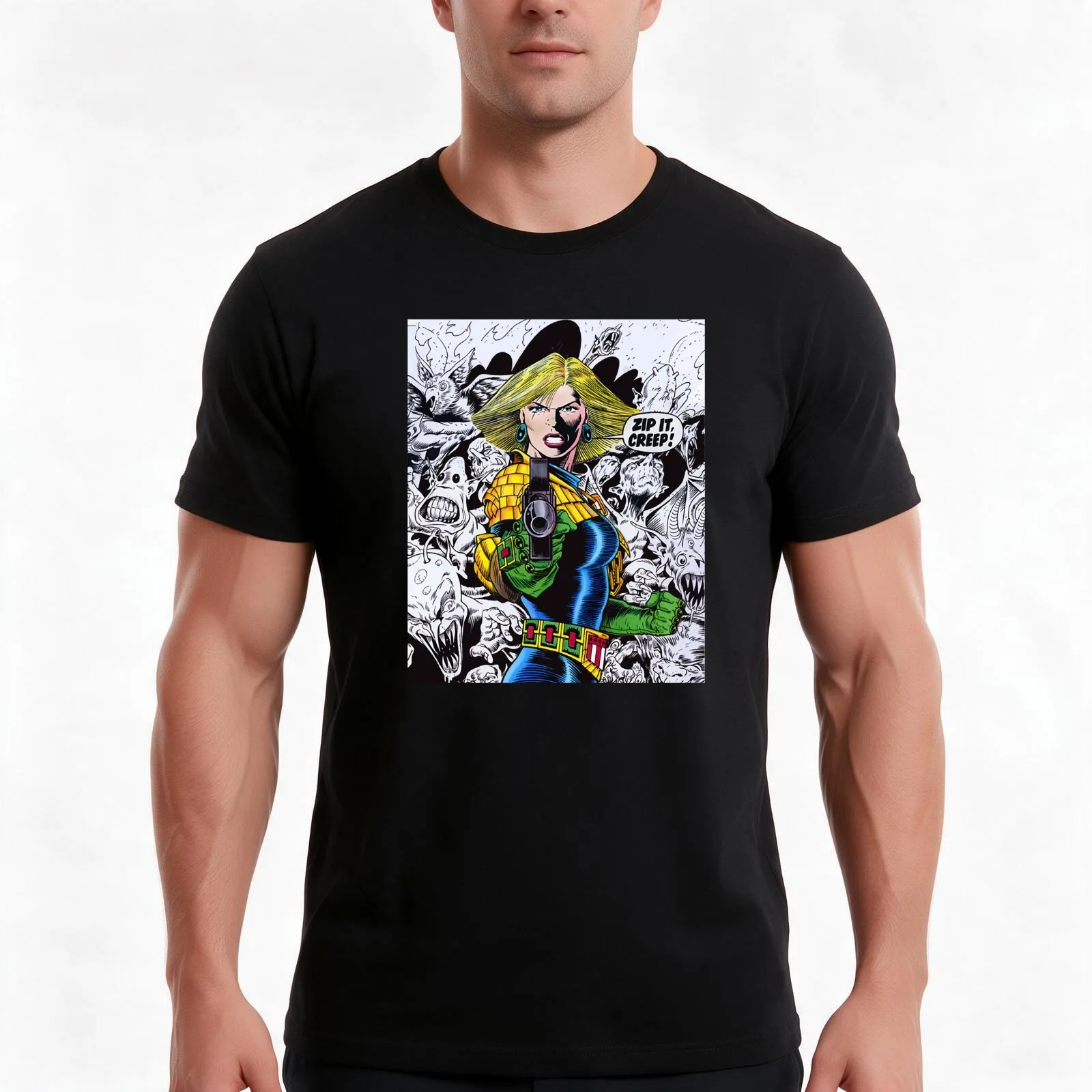 2000ad - Judge Anderson T-Shirt, Summer Casual Cotton Tee, Oversized Streetwear Tops, Vintage Graphic Print, Unisex Men Women