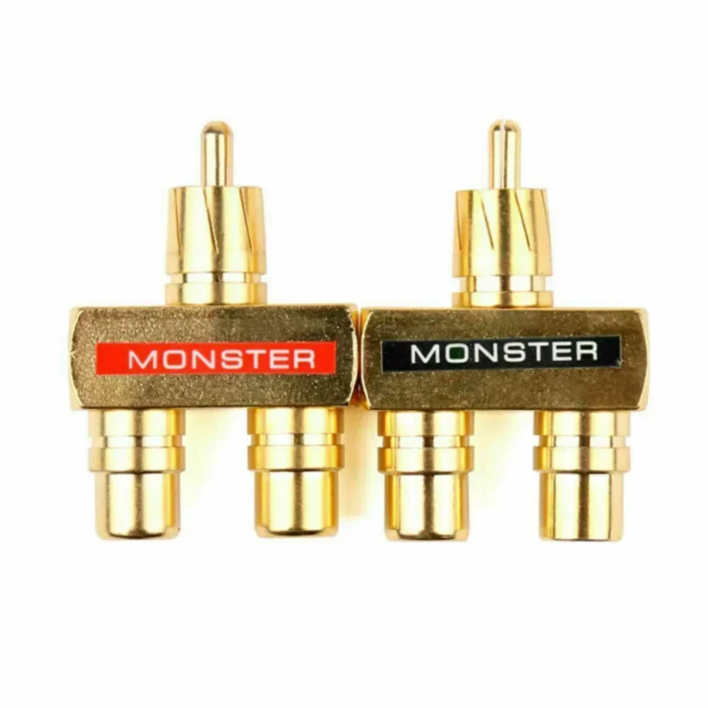 Metal Y Splitter Adapter Parts 1 Male To 2 Female 2pcs Accessory Audio Copper Gold Plated Plug Replacement