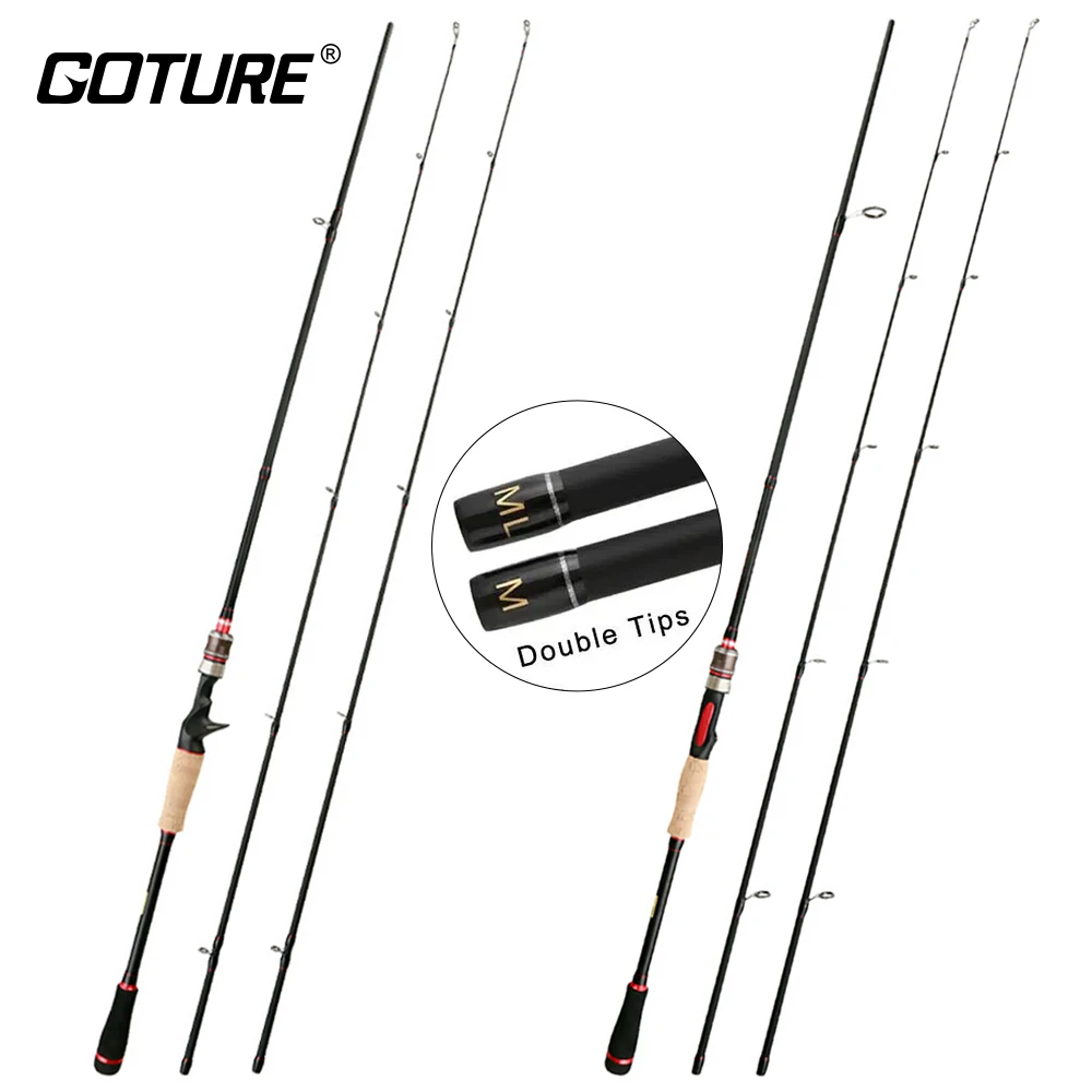 Goture Shadow M/ML Power 2 Tips Fishing Rod 1.8m-2.4m Carbon Fibre 2 Sections Spinning Casting Rod Fishing Gear for Bass