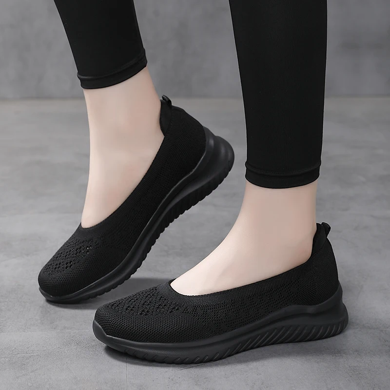 Dames Loopschoenen Mesh Zomer Instapper Lichte Wandelschoenen Fitness Sport Flats Comfortabel Zwart Maat 35-42 Loafers