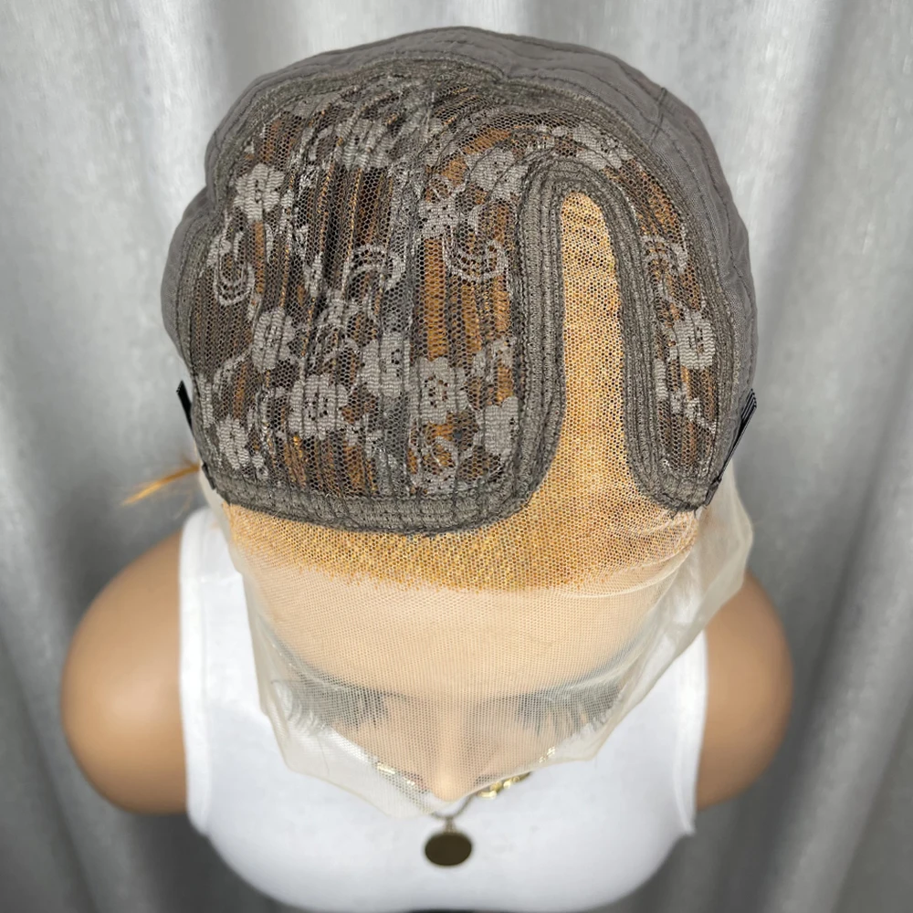 13×4 레이스 프론트 사이드 파트 가발, 짧은 스트레이트 가발, 픽시컷 보브, 여성용 앞머리가 미리 뽑아진 진저 컬러 보브 스타일