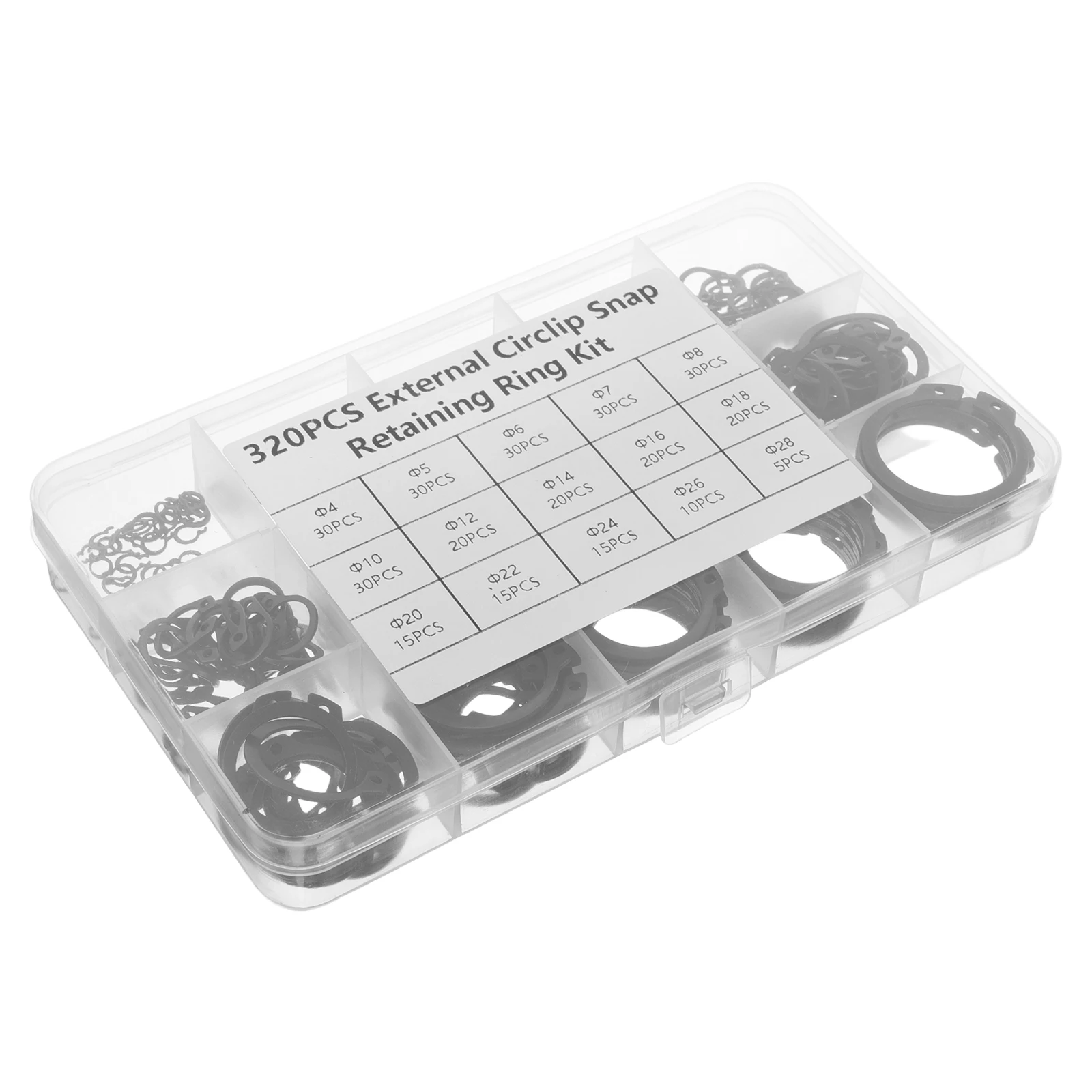 

320 Pcs Retaining Ring External Clips Rings Washer Assorted Snap Assortment Convenient